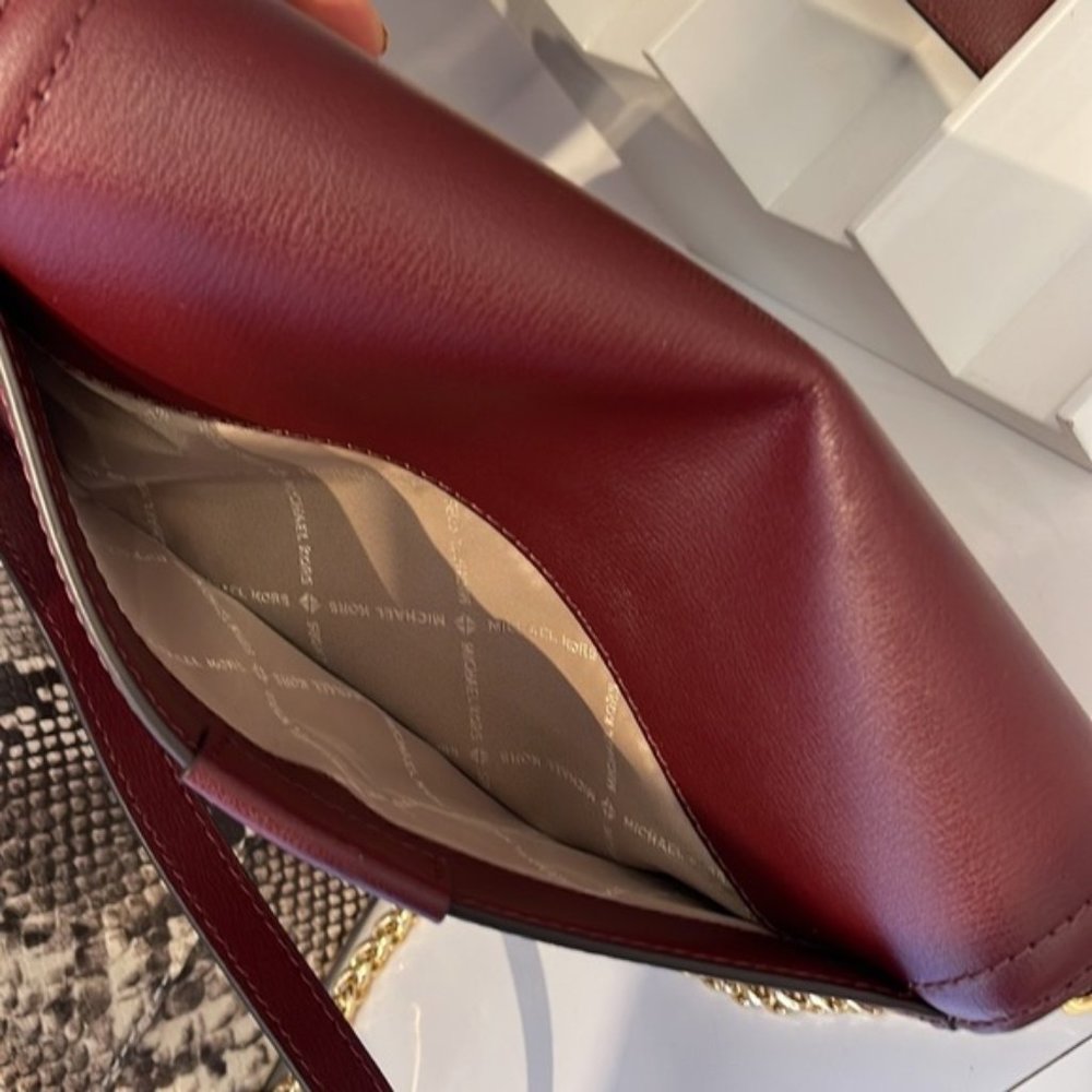 Michael Kors Sonia Medium Leather Shoulder Bag Merlot - Picture 7 of 16